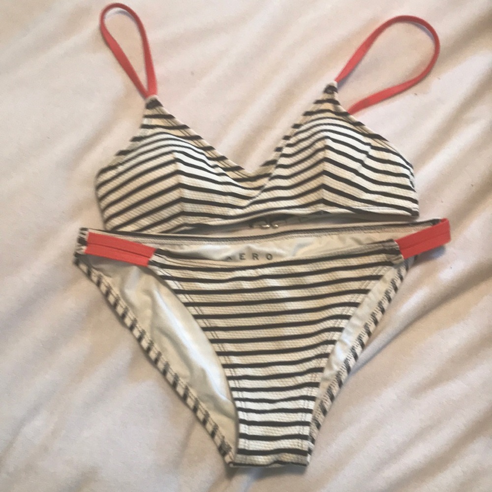 AERO striped and coral bikini S/XS